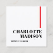 Modern Simple Black White Trendy Minimalist Plain  スクエア名刺 (正面)