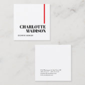 Modern Simple Black White Trendy Minimalist Plain  スクエア名刺 (正面/裏面)