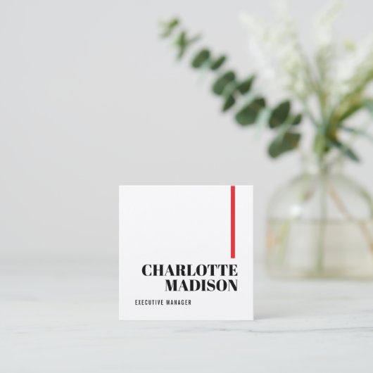 Modern Simple Black White Trendy Minimalist Plain  スクエア名刺 (スタンド正面)