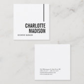 Modern Simple Black White Trendy Minimalist Plain  スクエア名刺 (正面/裏面)