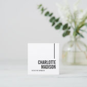 Modern Simple Black White Trendy Minimalist Plain  スクエア名刺 (スタンド正面)