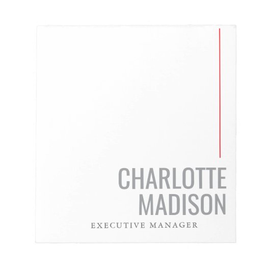 Modern Simple Black White Trendy Minimalist Plain  ノートパッド (正面)