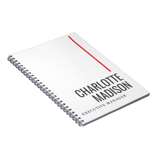 Modern Simple Black White Trendy Minimalist Plain  ノートブック (右側)