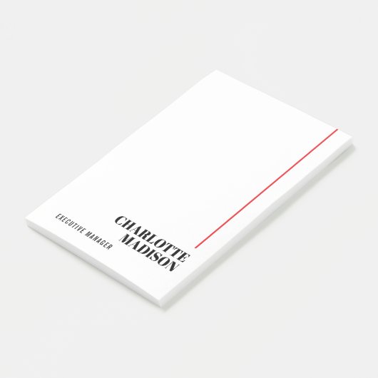 Modern Simple Black White Trendy Minimalist Plain  ポストイット (アングル)