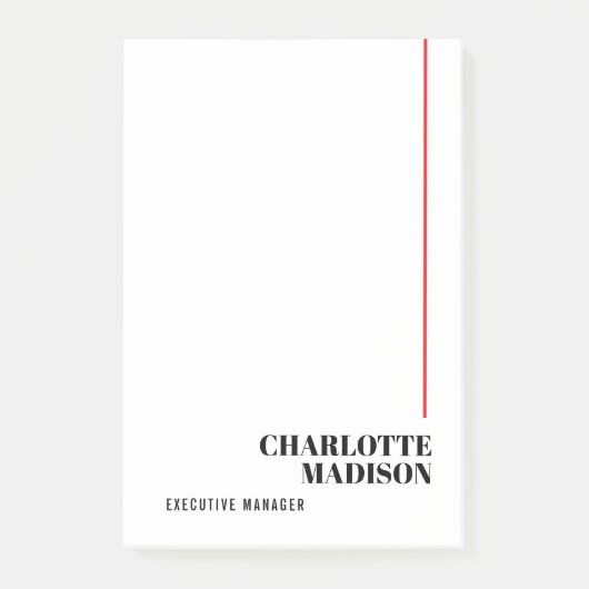 Modern Simple Black White Trendy Minimalist Plain  ポストイット (正面)