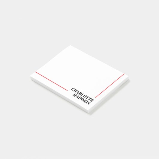 Modern Simple Black White Trendy Minimalist Plain ポストイット (アングル)