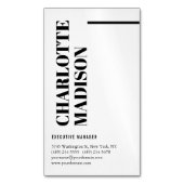 Modern Simple Black White Trendy Minimalist Plain  マグネット名刺 (正面縦)