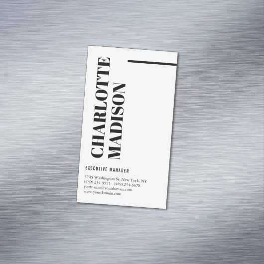 Modern Simple Black White Trendy Minimalist Plain  マグネット名刺 (インサイチュ)