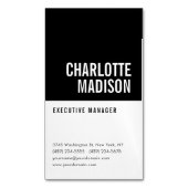 Modern Simple Black White Trendy Minimalist Plain  マグネット名刺 (正面縦)