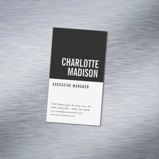 Modern Simple Black White Trendy Minimalist Plain  マグネット名刺 (インサイチュ)