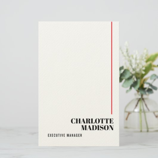 Modern Simple Black White Trendy Minimalist Plain  便箋 (スタンド正面)