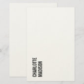 Modern Simple Black White Trendy Minimalist Plain  便箋 (正面/裏面)