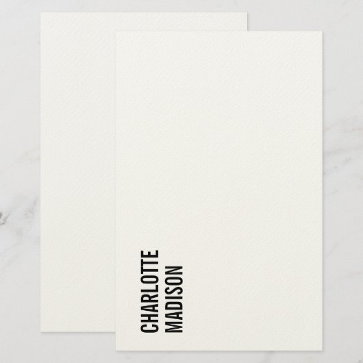 Modern Simple Black White Trendy Minimalist Plain  便箋 (正面/裏面)