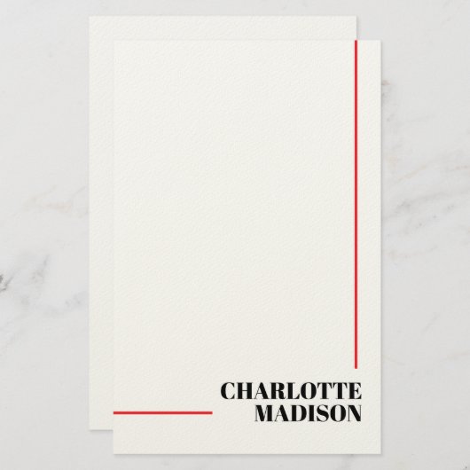 Modern Simple Black White Trendy Minimalist Plain  便箋 (正面/裏面)