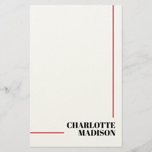 Modern Simple Black White Trendy Minimalist Plain  便箋 (正面)