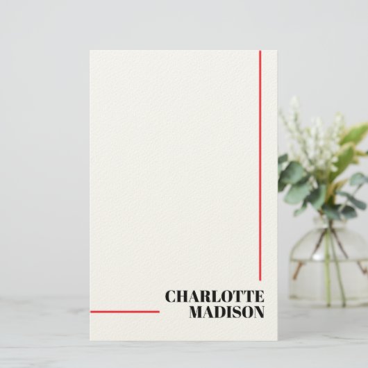 Modern Simple Black White Trendy Minimalist Plain  便箋 (スタンド正面)