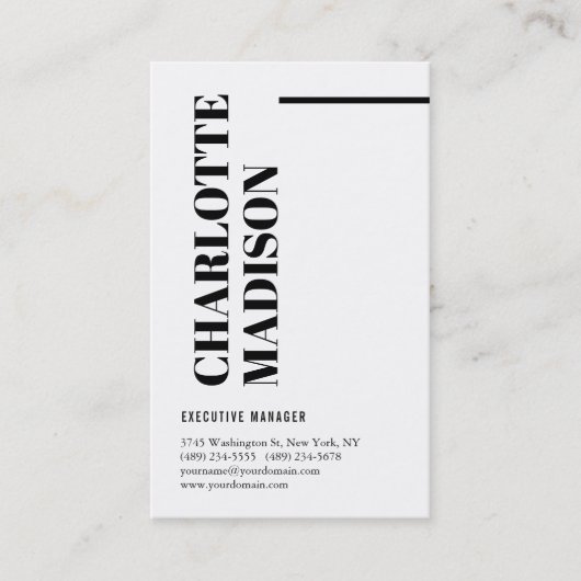 Modern Simple Black White Trendy Minimalist Plain  名刺 (正面)