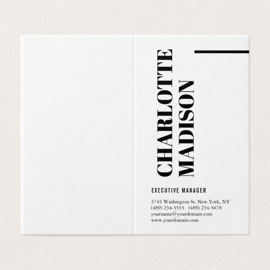 Modern Simple Black White Trendy Minimalist Plain 名刺 (外部フラット)