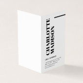 Modern Simple Black White Trendy Minimalist Plain 名刺 (外部)