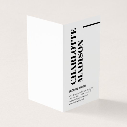 Modern Simple Black White Trendy Minimalist Plain  名刺 (外部)