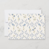 Modern Simple Blue Floral Flat Note Card ノートカード (裏面)