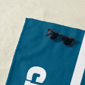 Modern Simple Blue Pool Monogram Name ビーチタオル (インサイチュ)