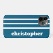 Modern Simple Blue Pool Monogram Name Case-Mate iPhoneケース (裏面(横))