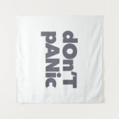 Modern, simple, bold cool graphic of Don't Panic タペストリー (正面(横))