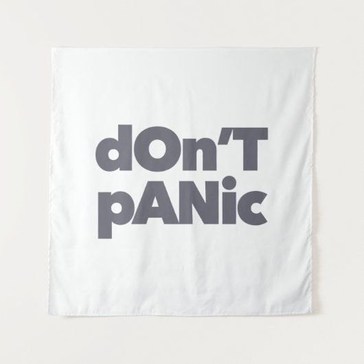 Modern, simple, bold cool graphic of Don't Panic タペストリー (正面)