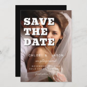 Modern Simple Bold Script  Elegant  Photo Wedding セーブザデート (正面/裏面)