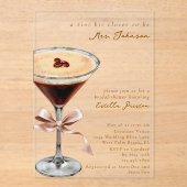 Modern Simple Bow Espresso Martini Bridal Shower アクリル招待状 (正面)