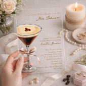 Modern Simple Bow Espresso Martini Bridal Shower アクリル招待状