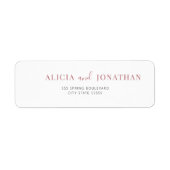 Modern simple bride and groom return address ラベル (正面)