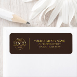 Modern Simple Brown Business Logo Return Address ラベル
