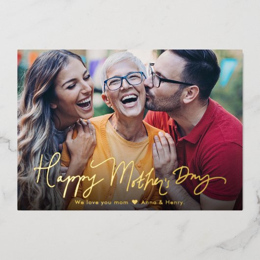 Modern Simple Calligraphy Happy Mother's Day  箔シーズンカード (正面)