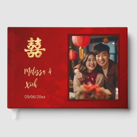 Modern Simple Chinese Wedding Photo ゲストブック (正面)