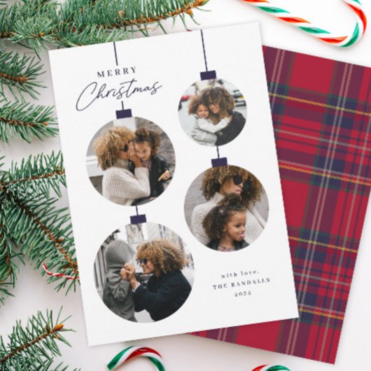 Modern Simple Christmas Ornament 4 Photo シーズンカード
