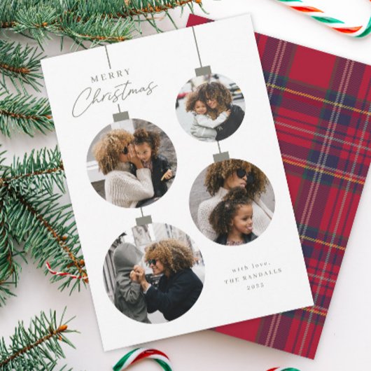 Modern Simple Christmas Ornament 4 Photo シーズンカード