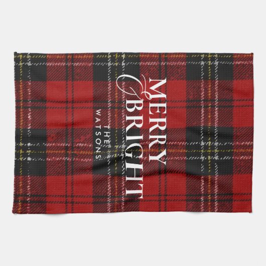 Modern Simple Classic Script Christmas キッチンタオル (横)