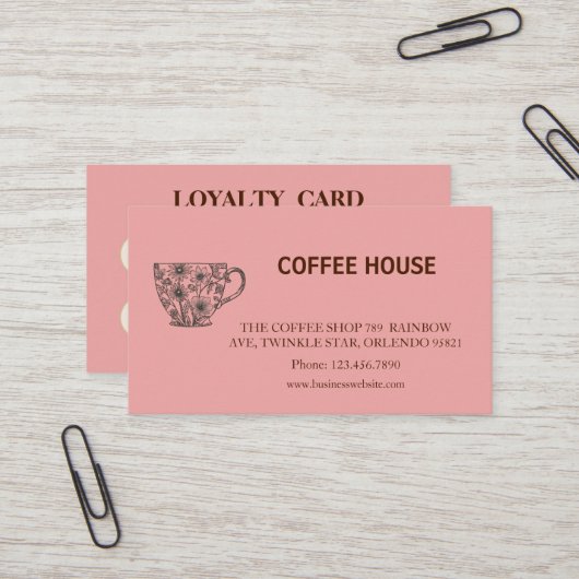 Modern simple coffee Shop Loyalty Card 名刺 (正面/裏面インサイチュ)