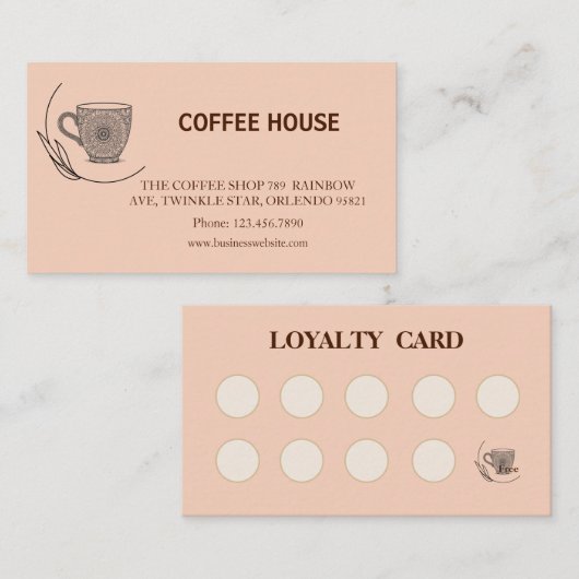Modern simple coffee Shop Loyalty Card 名刺 (正面/裏面)