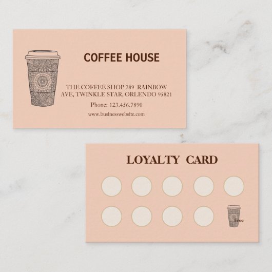 Modern simple coffee Shop Loyalty Card 名刺 (正面/裏面)
