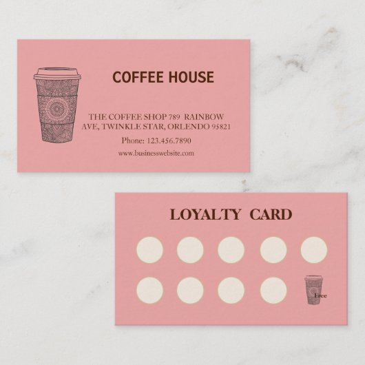 Modern simple coffee Shop Loyalty Card 名刺 (正面/裏面)