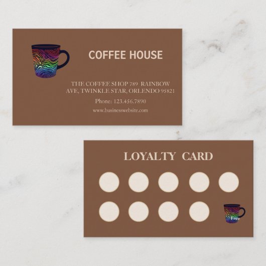 Modern simple coffee Shop Loyalty Card 名刺 (正面/裏面)