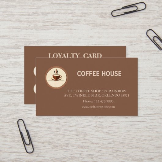 Modern simple coffee Shop Loyalty Card 名刺 (正面/裏面インサイチュ)