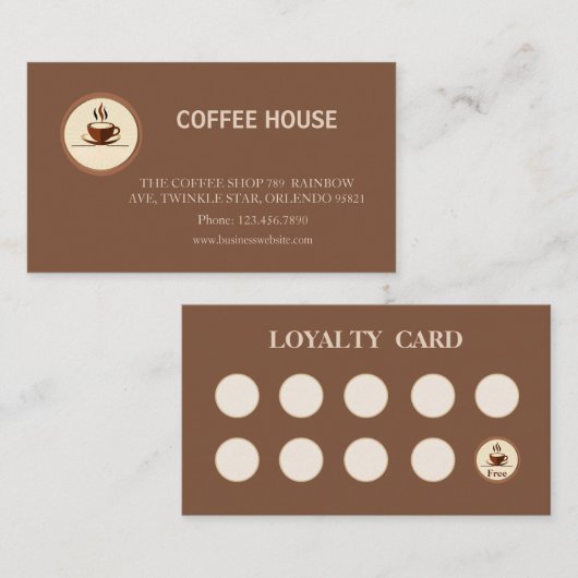 Modern simple coffee Shop Loyalty Card 名刺 (正面/裏面)