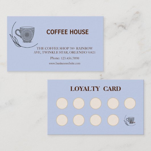 Modern simple coffee Shop Loyalty Card 名刺 (正面/裏面)