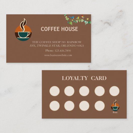 Modern simple coffee Shop Loyalty Card 名刺 (正面/裏面)