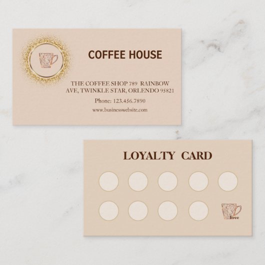 Modern simple coffee Shop Loyalty Card 名刺 (正面/裏面)
