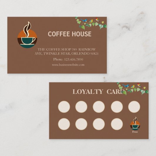 Modern simple coffee Shop Loyalty Card 名刺 (正面/裏面)